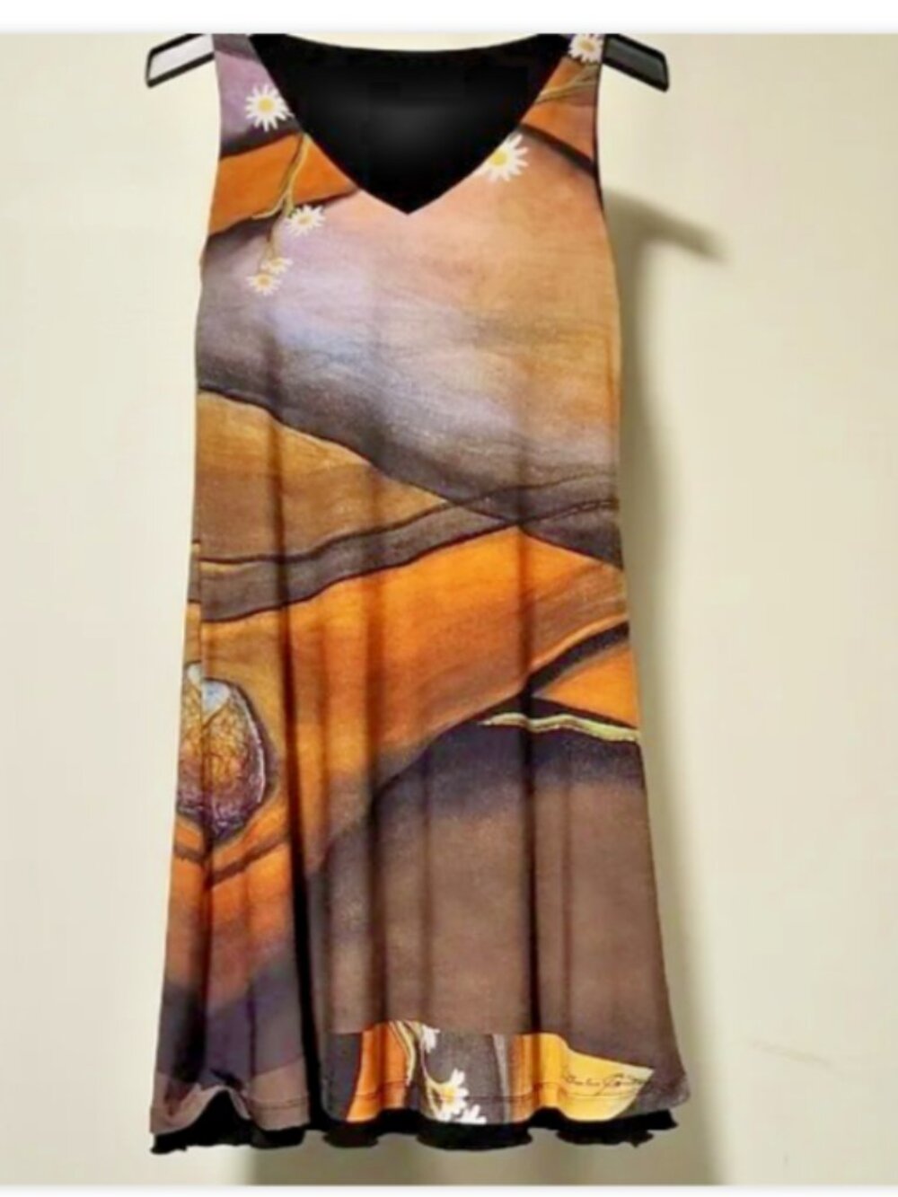 Art Print Boho Dress M Reversible Sleeveless A-Line Abstract